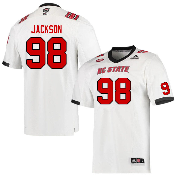 Men #98 DJ Jackson NC State Wolfpack College Football Jerseys Sale-White - Click Image to Close